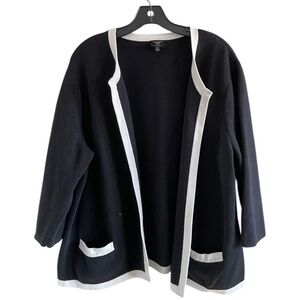 Talbots Open Front Cardigan Pima Cotton Black & White 3X